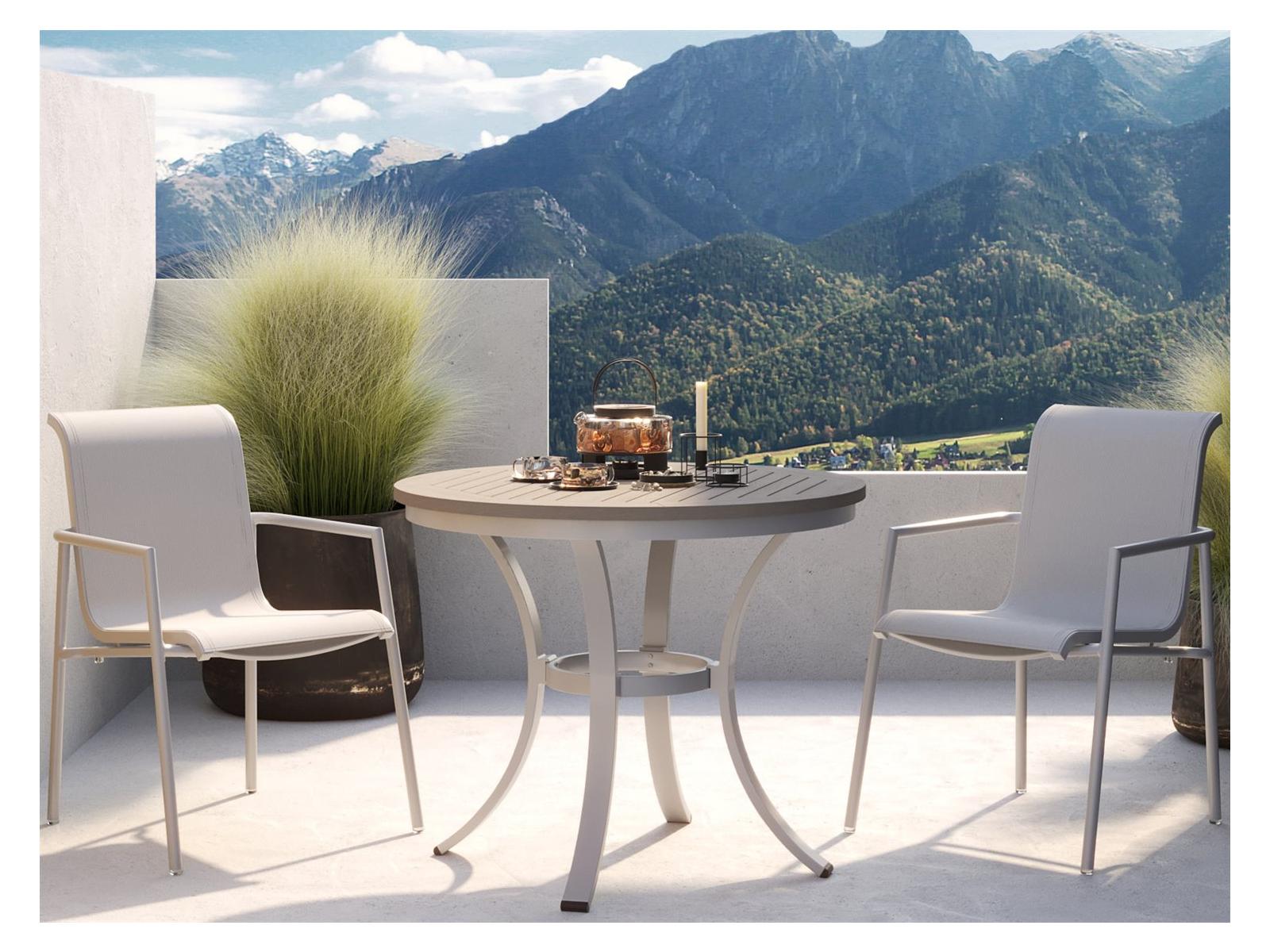 Oxford Garden Orso Aluminum Flint 3 Piece Bistro Set with Fog Sling