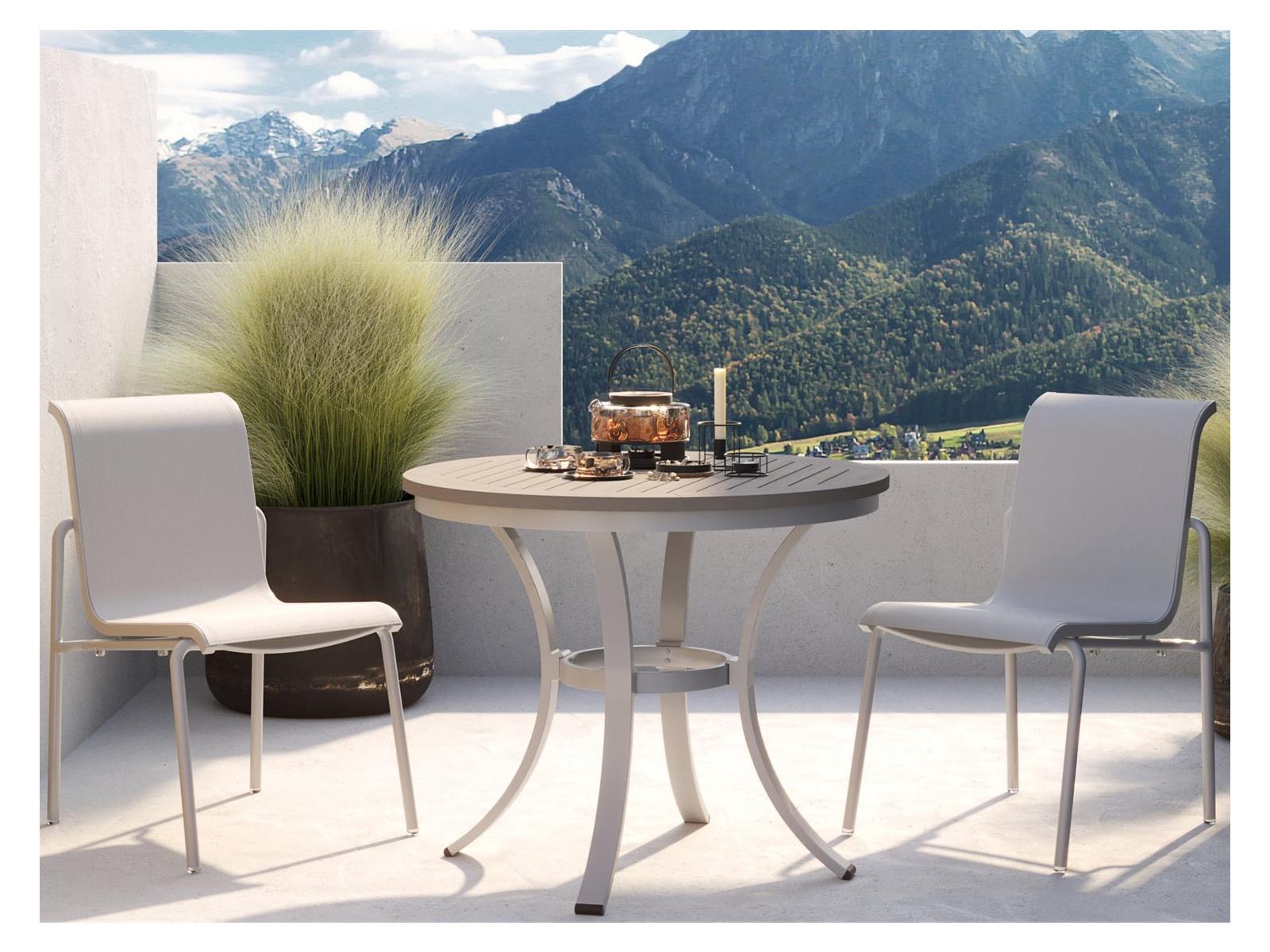 Oxford Garden Orso Aluminum Flint 3 Piece Bistro Set with Fog Sling