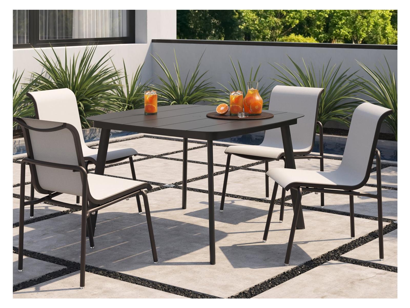 Oxford Garden Orso Aluminum Carbon 5 Piece Outdoor Dining Set with Fog Sling