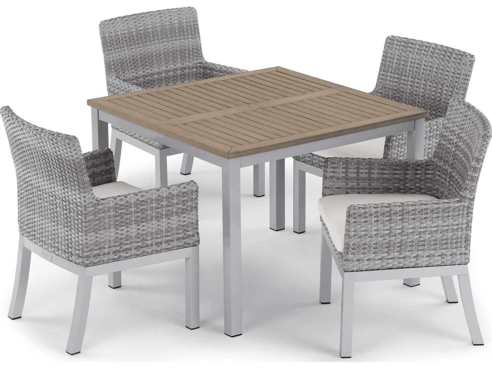 Oxford Garden Travira Aluminum Dining Set of Table and 4 Chairs