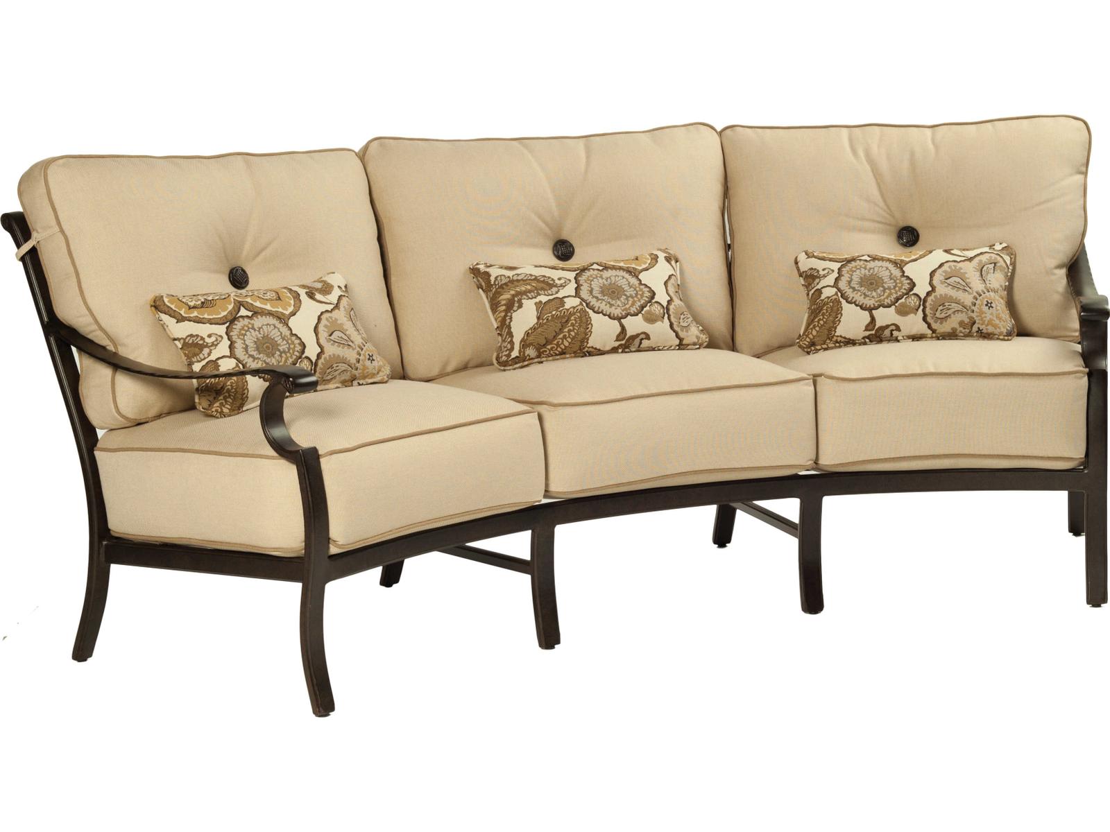 Castelle Monterey Deep Seating Cast Aluminum Crescent Patio Sofa with Three Kidney Pillows