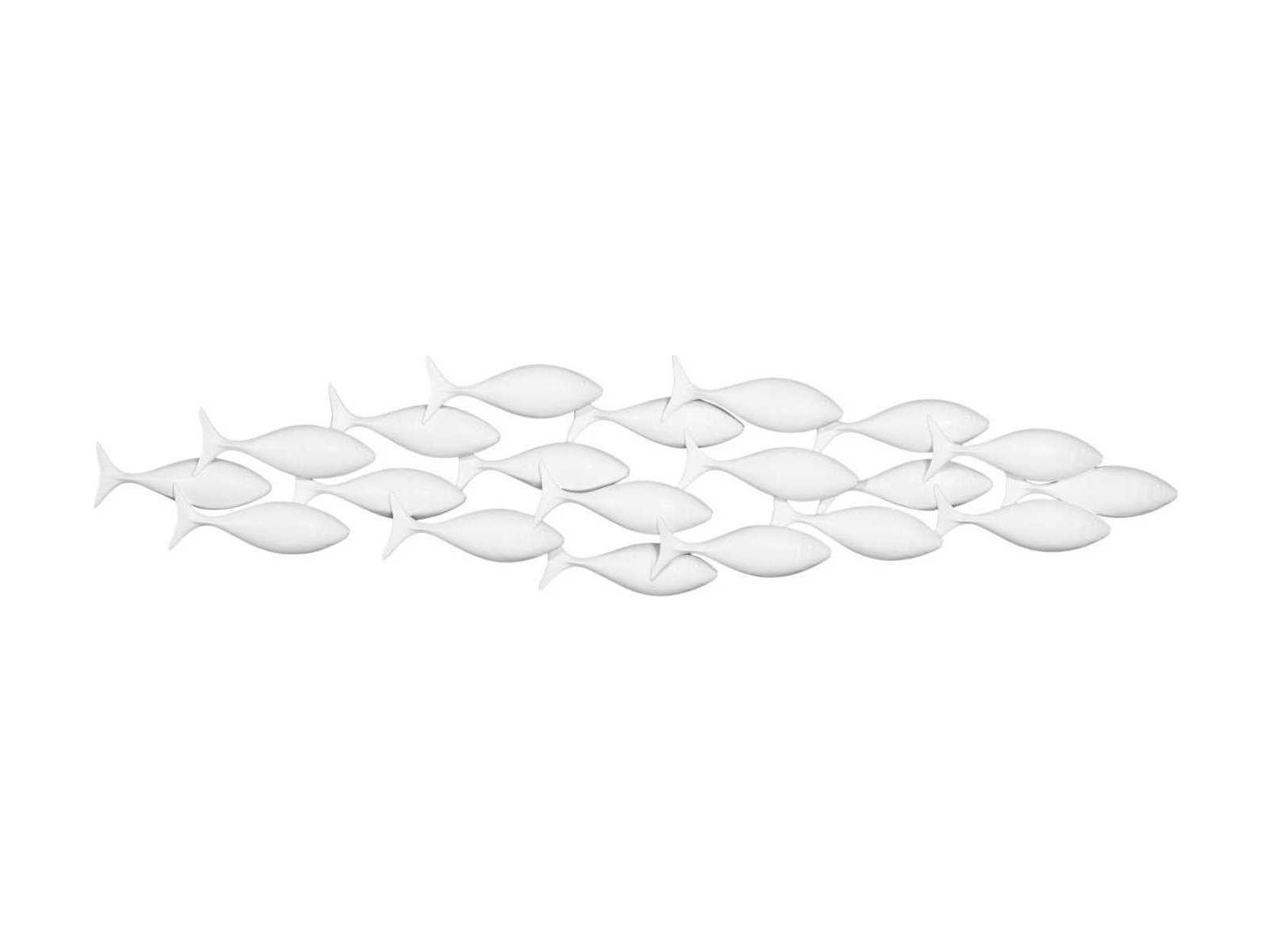 Phillips Collection Matte White School of Fish Wood Wall Art