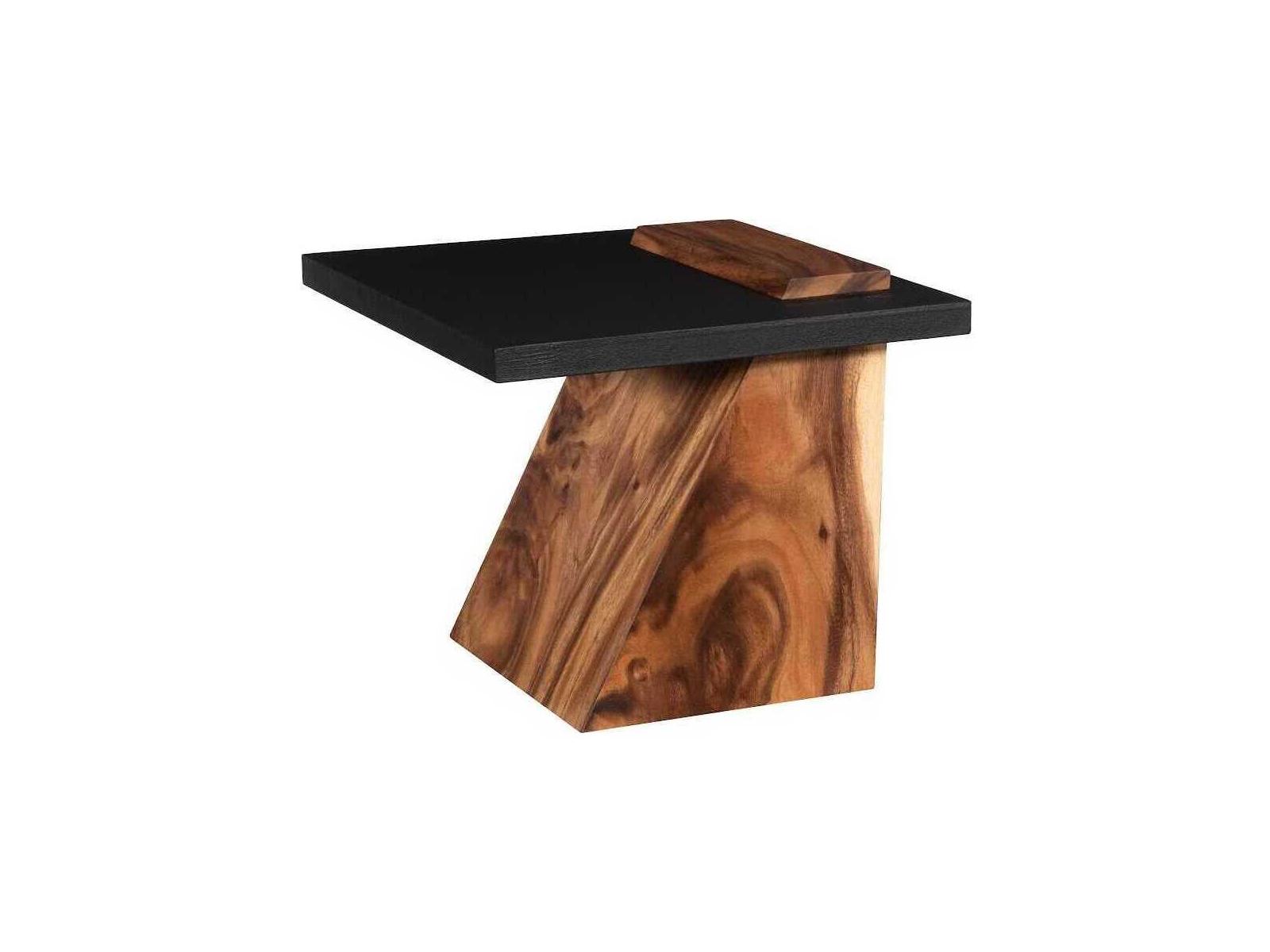 Phillips Collection Slant Square Metal Natural Black Brown End Table