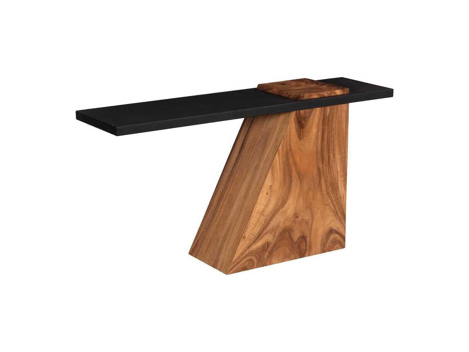 Phillips Collection Slant Rectangular Metal Natural Black Brown Console Table