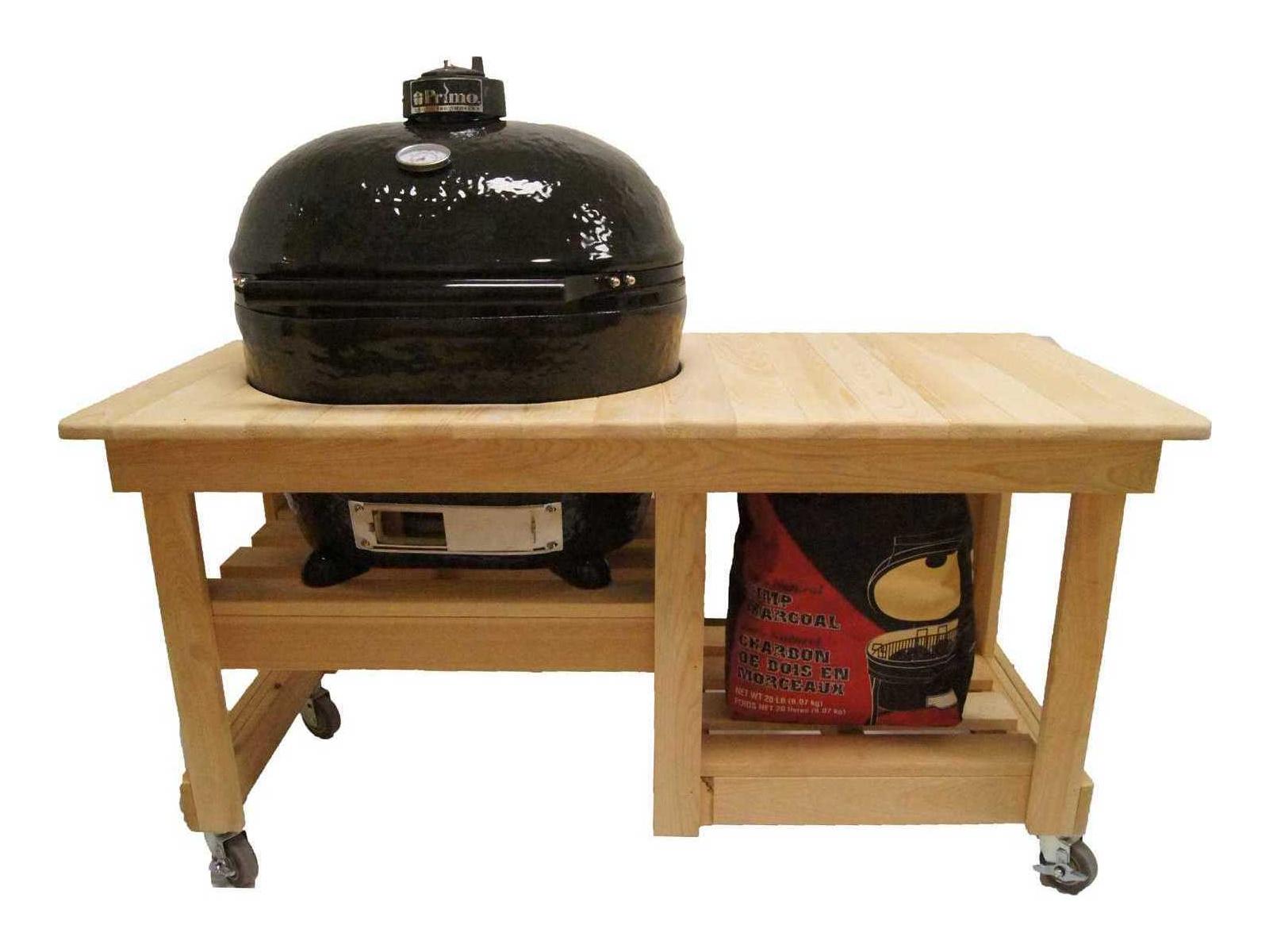 Primo Oval XL Jack Daniels Edition Charcoal Grill with Cypress Countertop Table