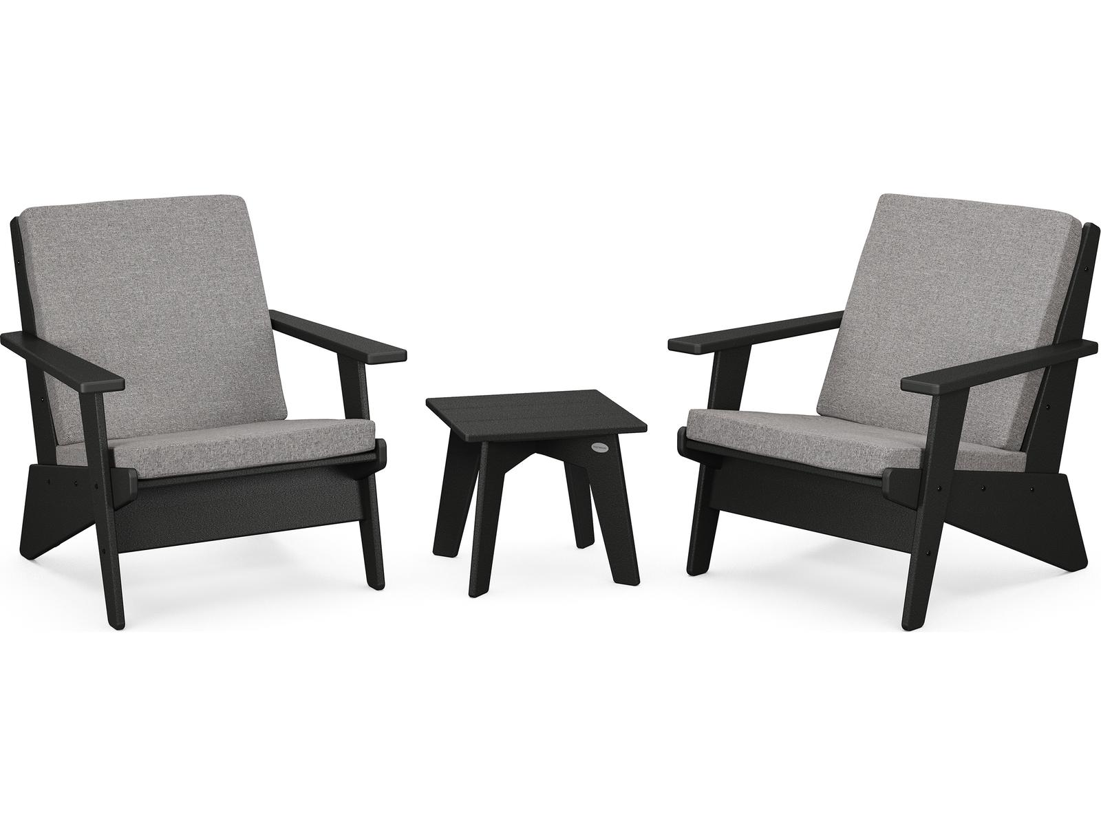 POLYWOOD® Riviera Modern Recycled Plastic 3 Piece Outdoor Patio Lounge Set