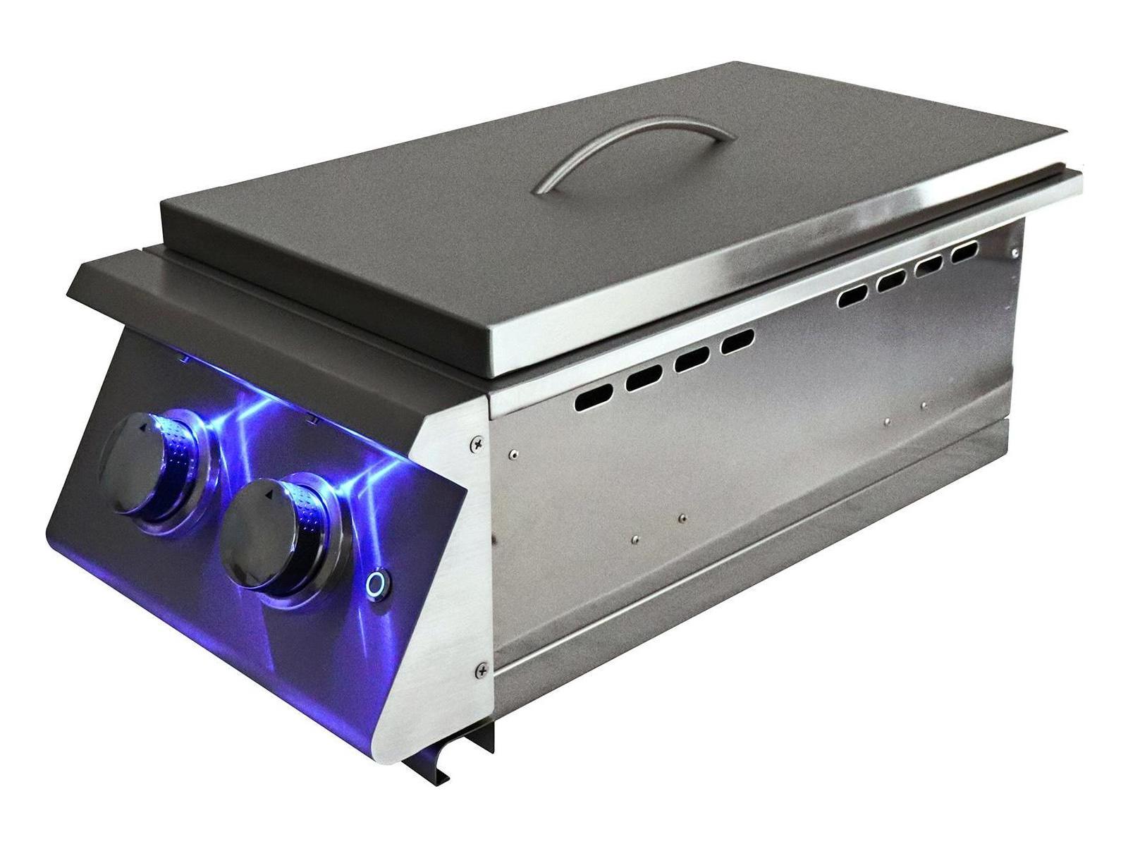 RCS Grills Premier Double Side Burner-Slide-in with Blue LED Lights