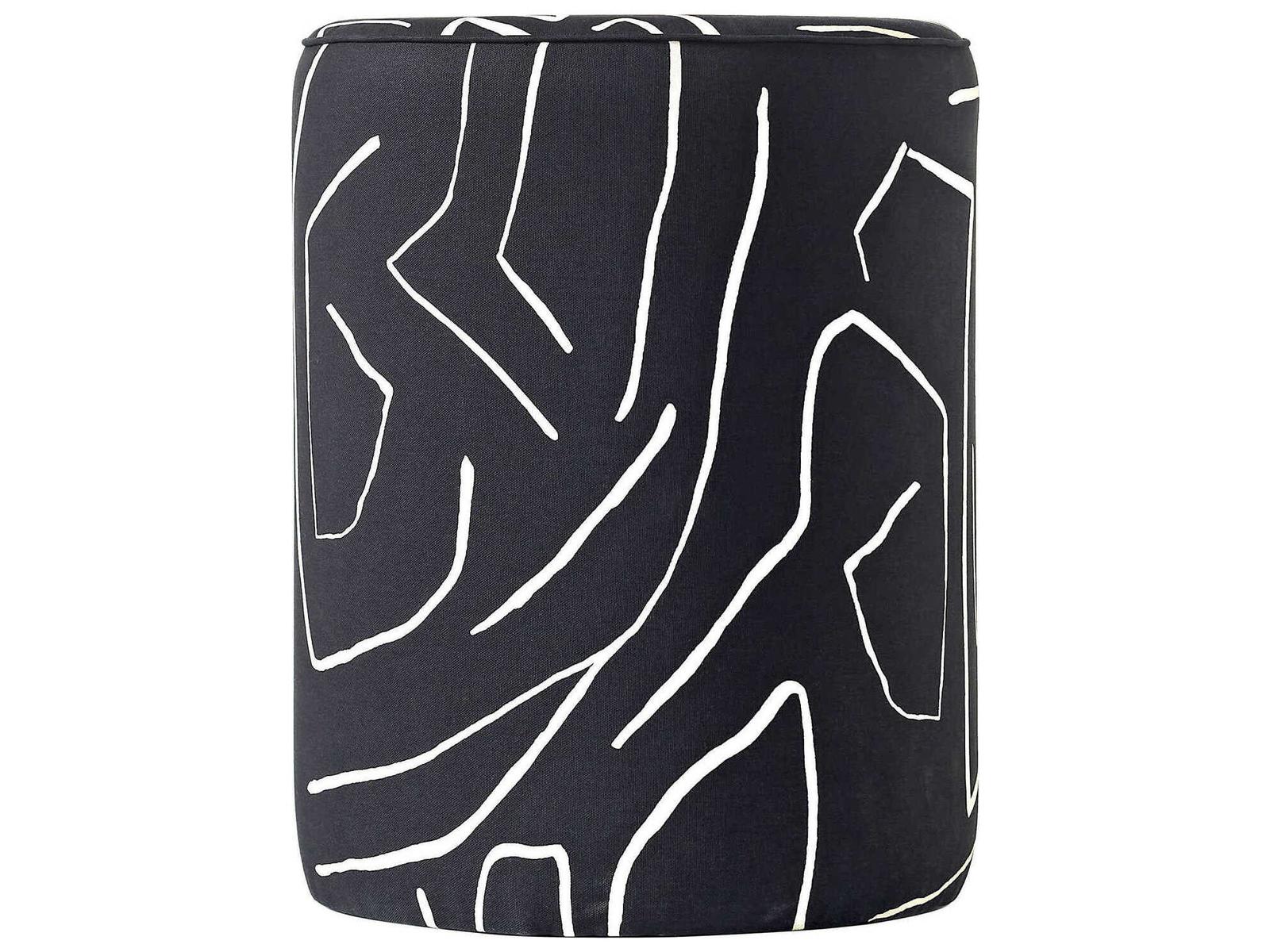 Renwil Artak Black White Upholstered Accent Stool