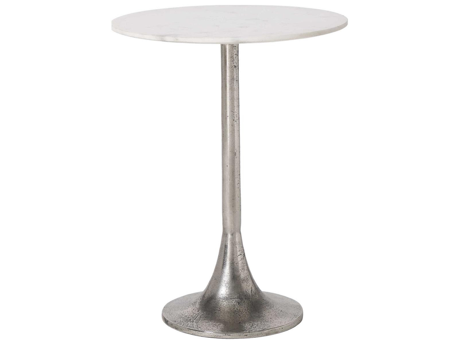 Renwil Eloa Round Marble Antique Nickel End Table