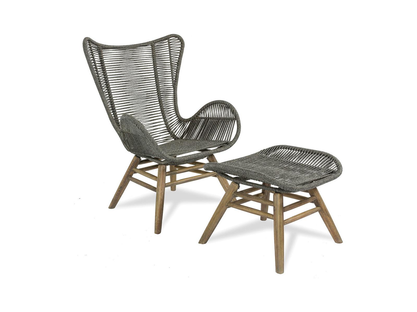 Seasonal Living Explorer Mixed Grey Acacia Wood Oceans Lounge Chair with Ottoman
