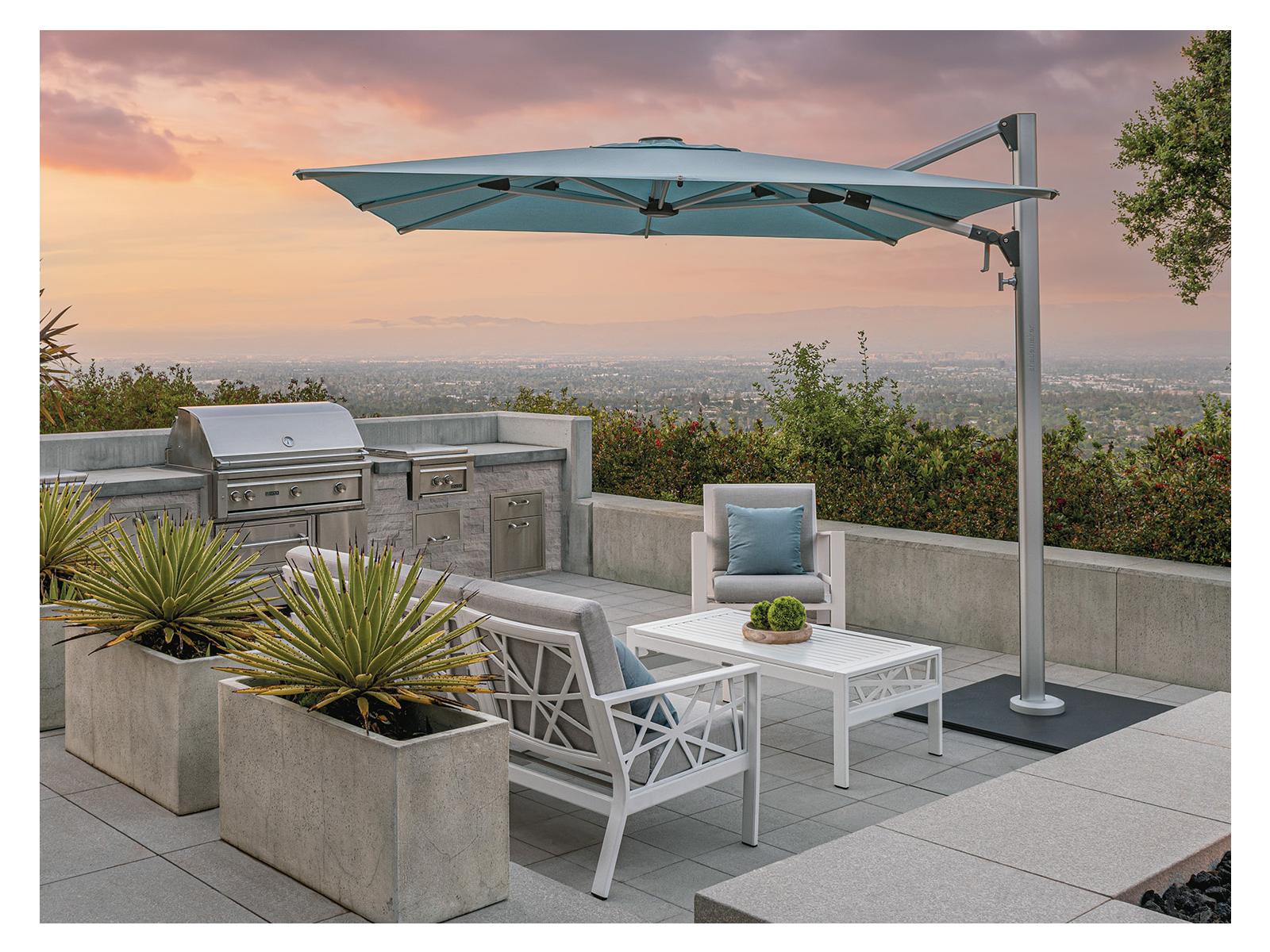 10-foot wide rectangular offset patio umbrella with solar lights Light Bulb Tilt 10x6.5ft 6-Rib Designed for serious outdoor entertaining 10 ft. Outdoor Patio Umbrella