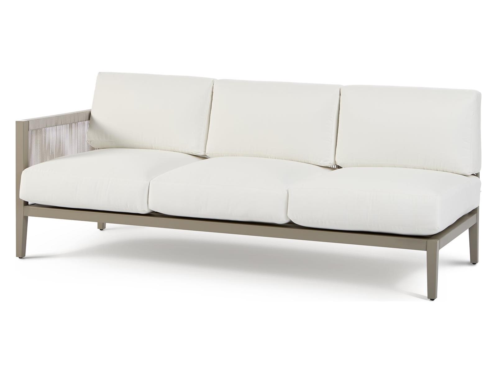 South Sea Rattan Nicole Aluminum Greystone Left Arm Outdoor Patio Sofa