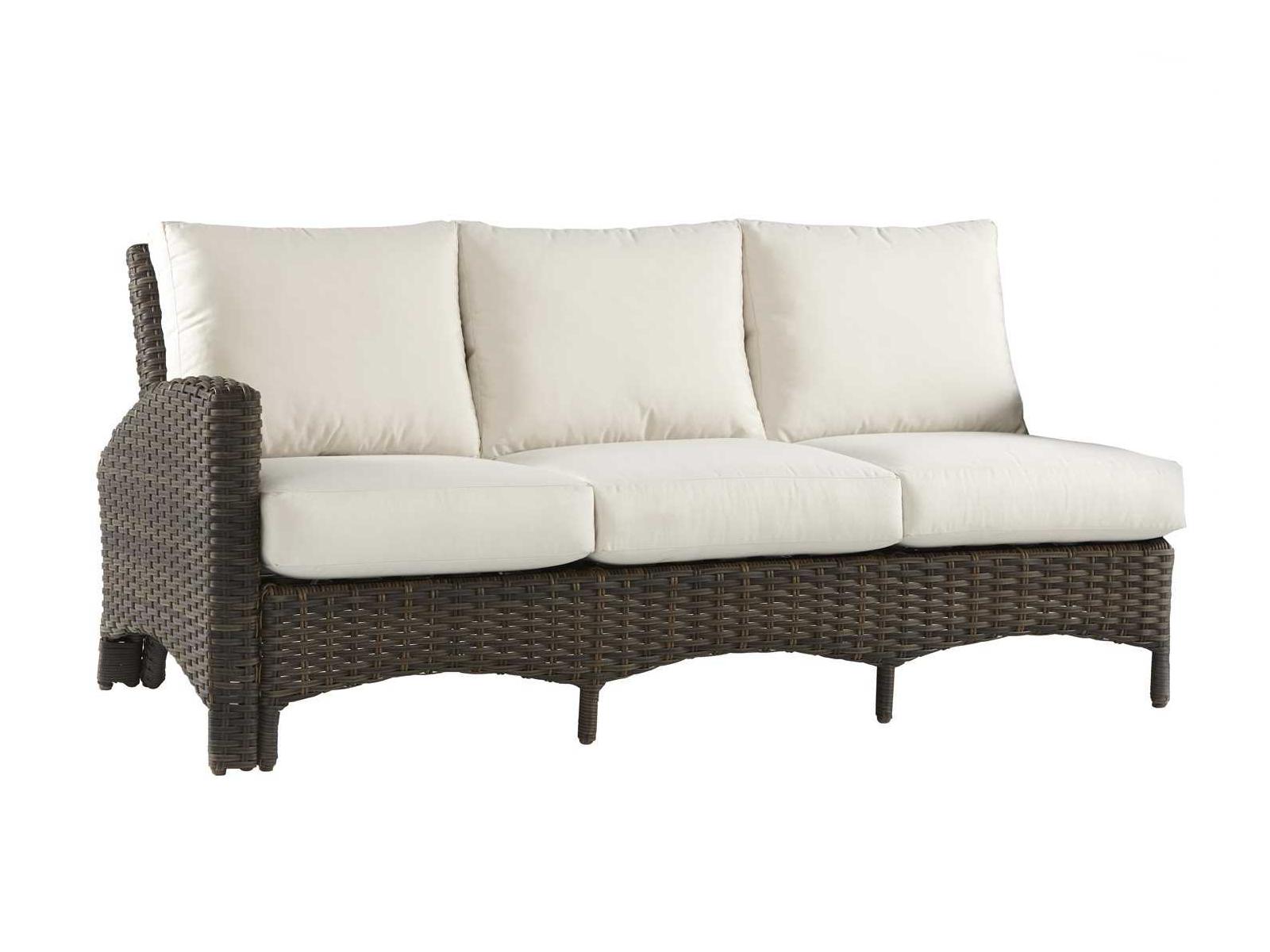 South Sea Rattan Panama Wicker Charcoal Brown Left Arm Outdoor Patio Sofa