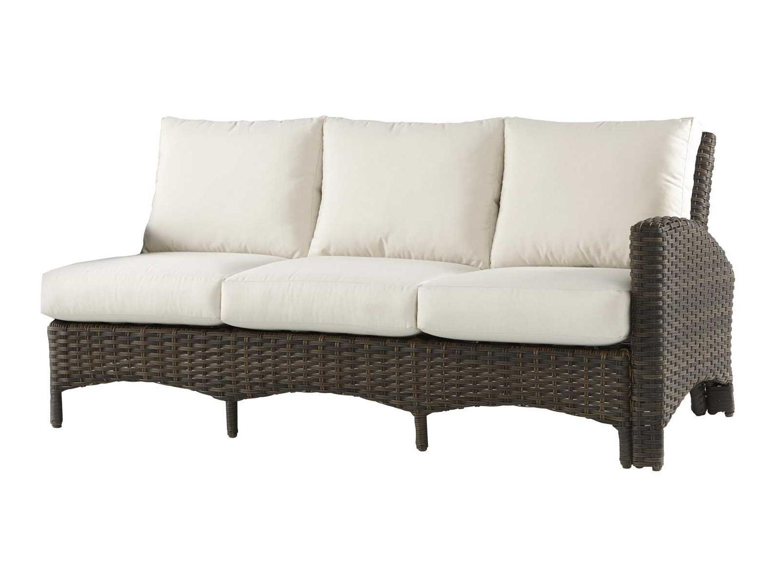 South Sea Rattan Panama Wicker Charcoal Brown Right Arm Patio Sofa