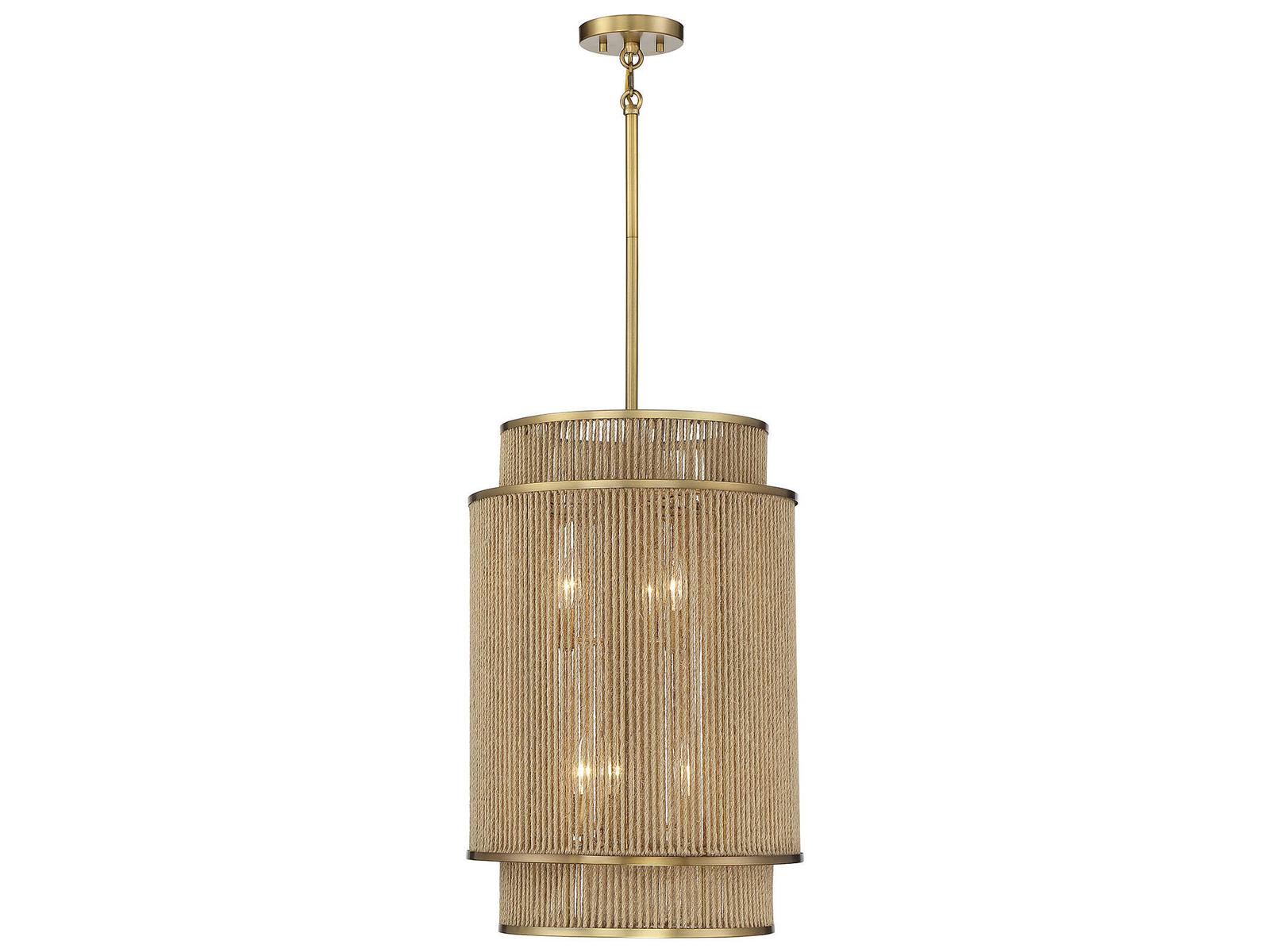 Savoy House Ashburn 6-Light Warm Brass Rope Chandelier