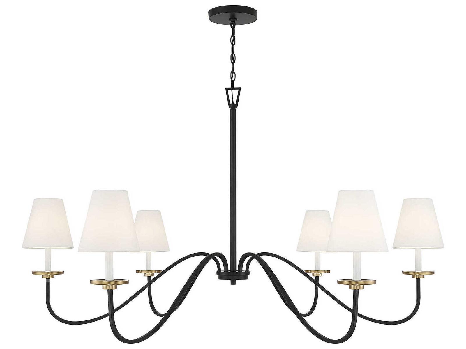 Savoy House Meridian 6-Light Black Natural Brass Candelabra Empire Chandelier