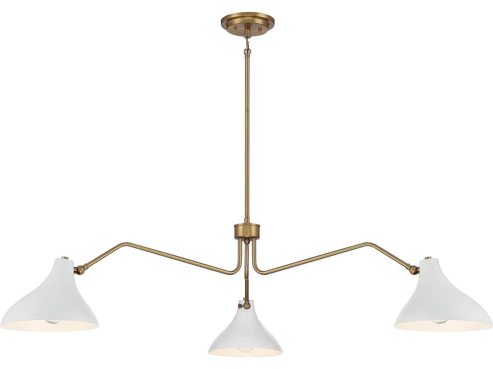 Savoy House Meridian 3-Light White Natural Brass Chandelier