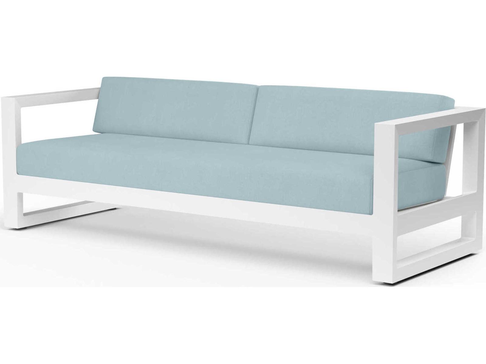 Sunset West Newport Frost Aluminum Cushion Sofa