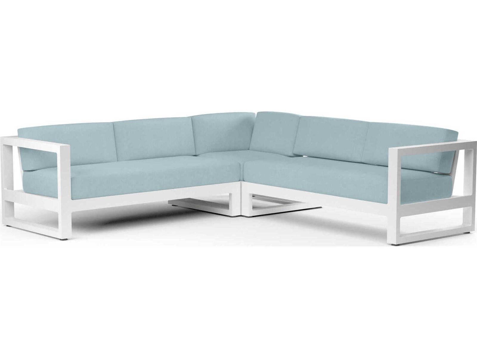 Sunset West Newport Frost Aluminum Cushion Sofa