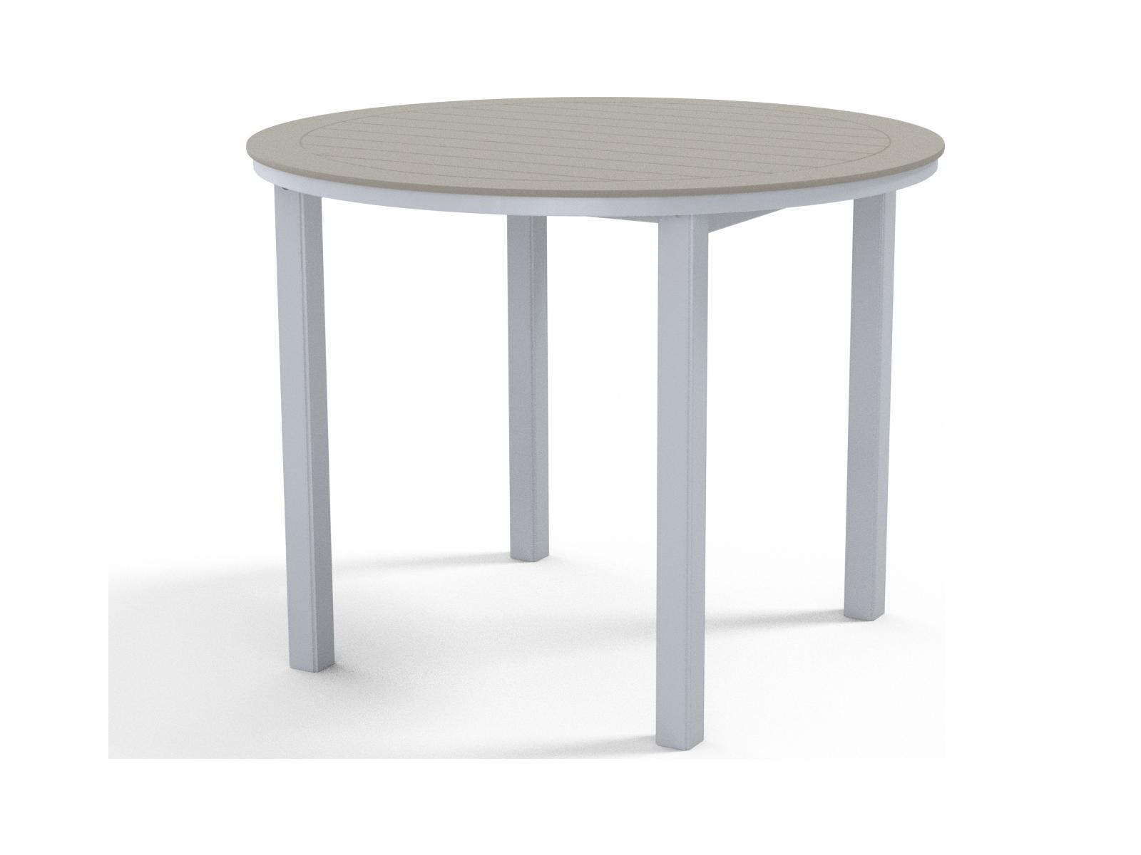 Telescope Casual Marine Grade Polymer Round Patio Bar Height Table with Umbrella Hole