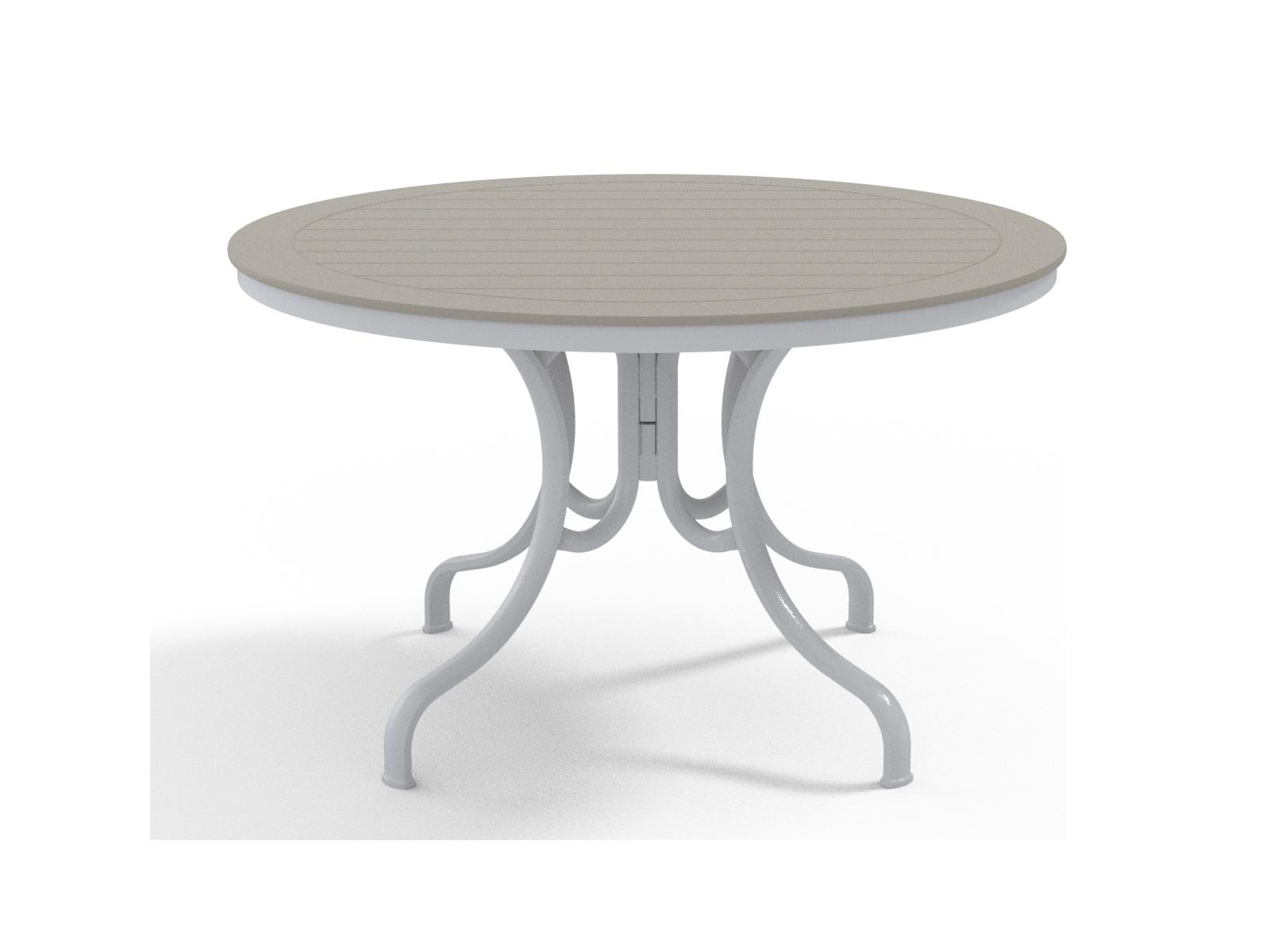 Telescope Casual Marine Grade Polymer Round Deluxe Patio Dining Table with Umbrella Hole