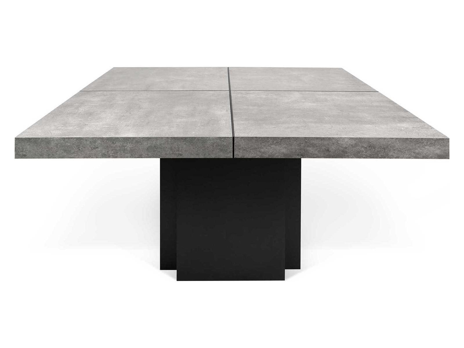 TemaHome Dusk Square Wood Concrete Look Pure Black Dining Table