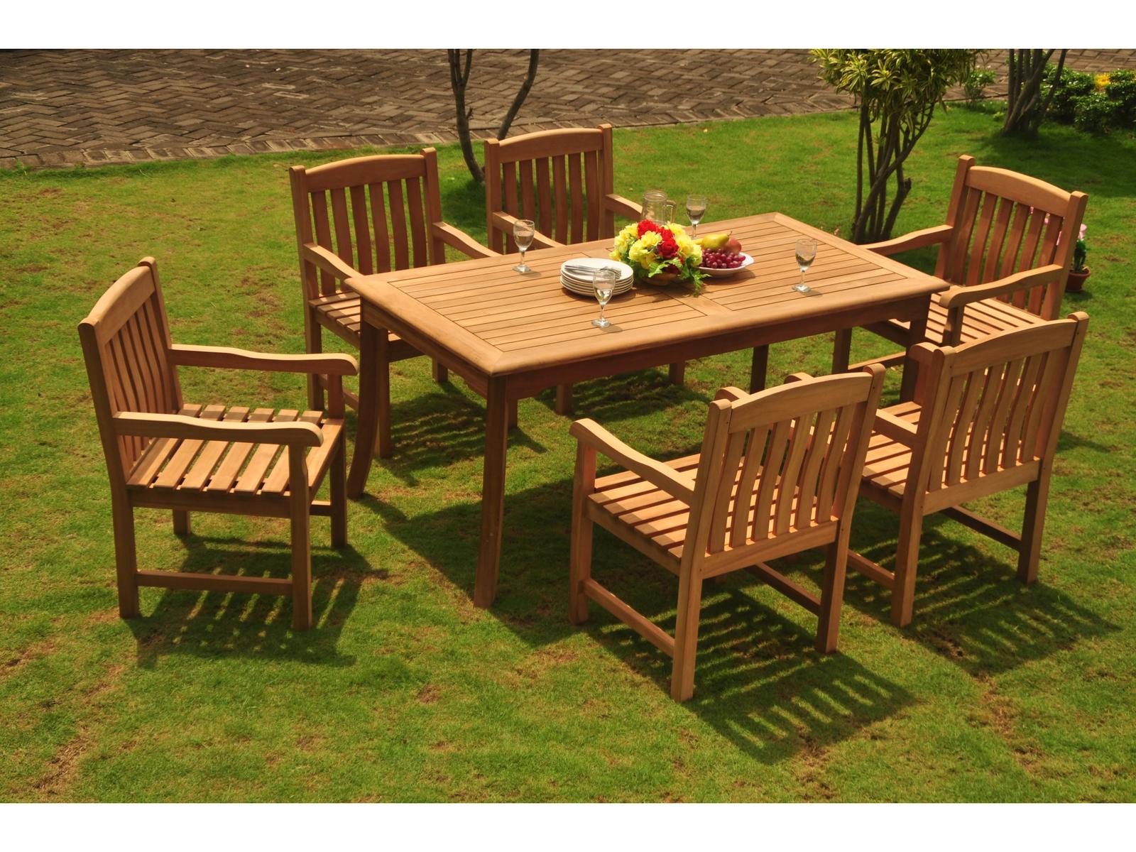 Teak Smith 7 Pieces 71 Rectangular Dining Set | 71RECTDINSET8 | PatioLiving