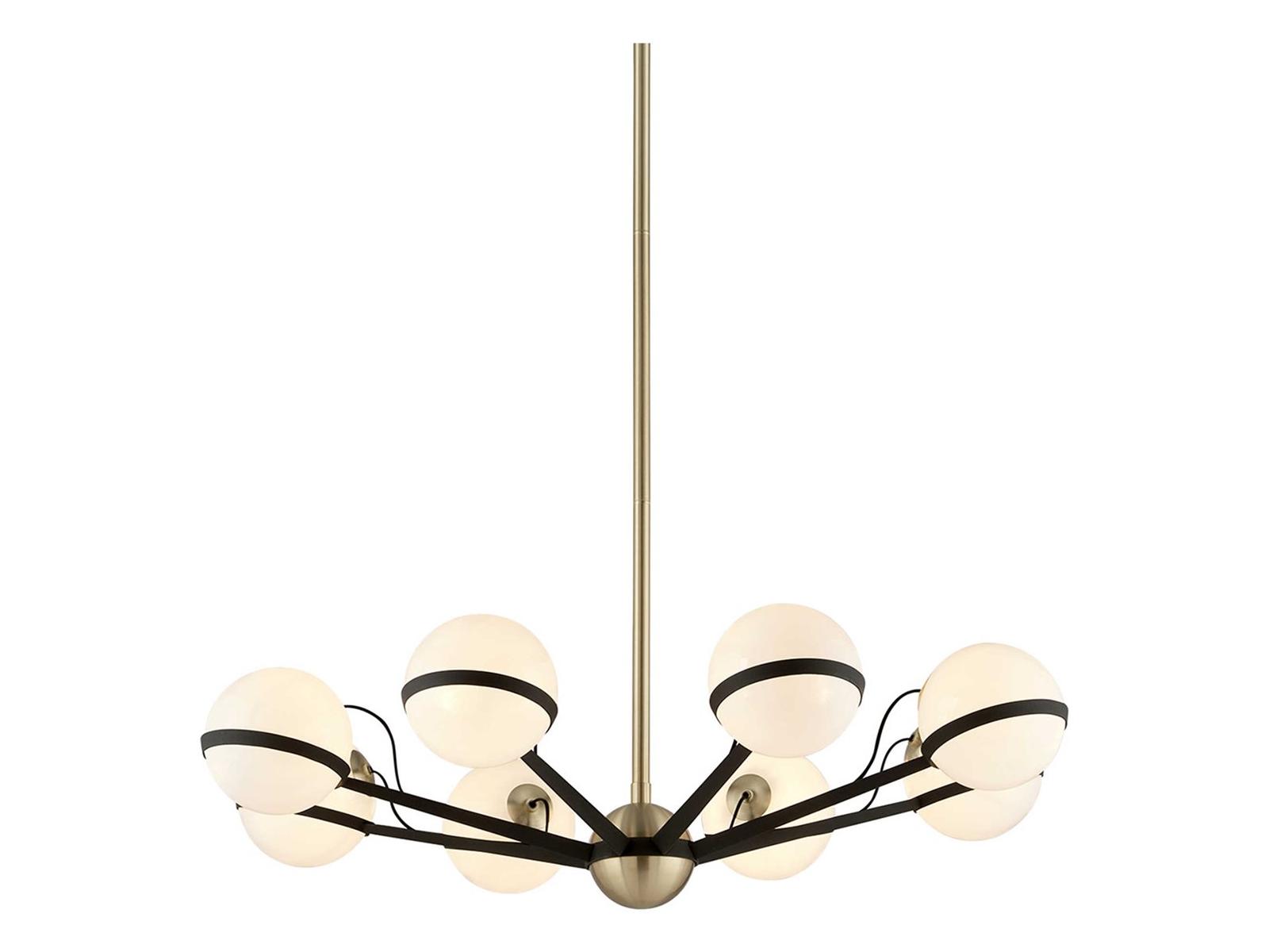 Troy Lighting Ace 8-Light Textured Bronze And Brushed Brass Glass Globe Chandelier