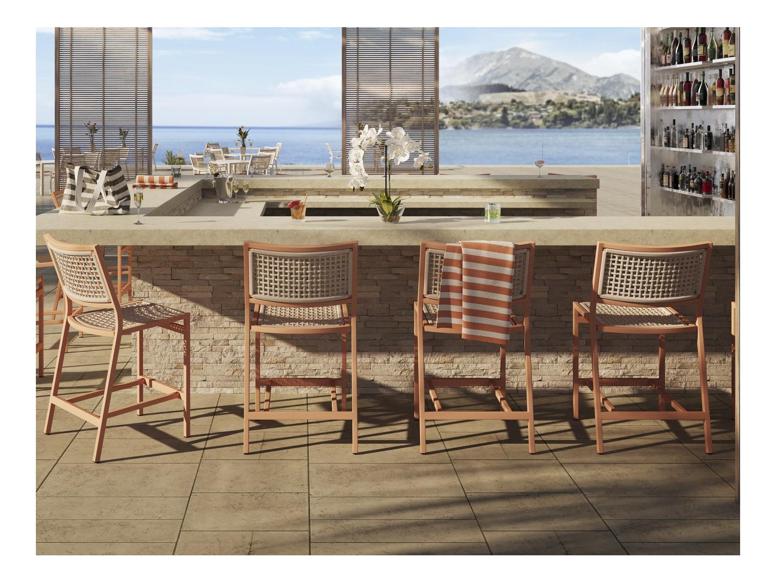 Tropitone Cabana Club Rope Aluminum Counter Stool Set