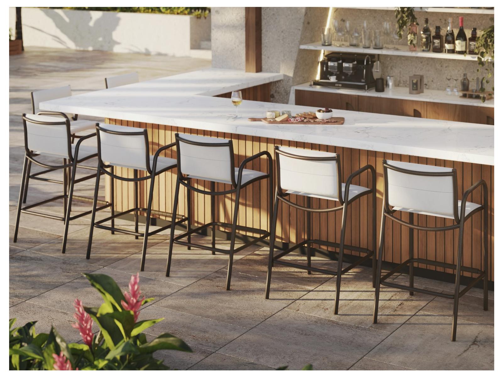 Tropitone Millennia Padded Sling Aluminum Bar Stool Set