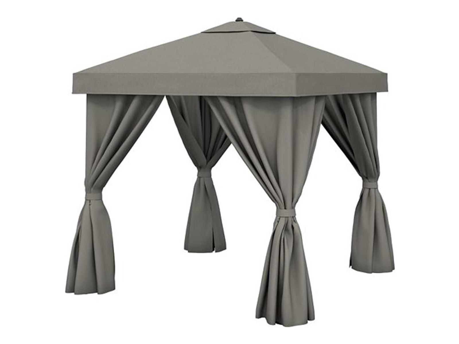 Tropitone Cabana Pavilion Aluminum 12 Square with Vent and Fabric Curtains