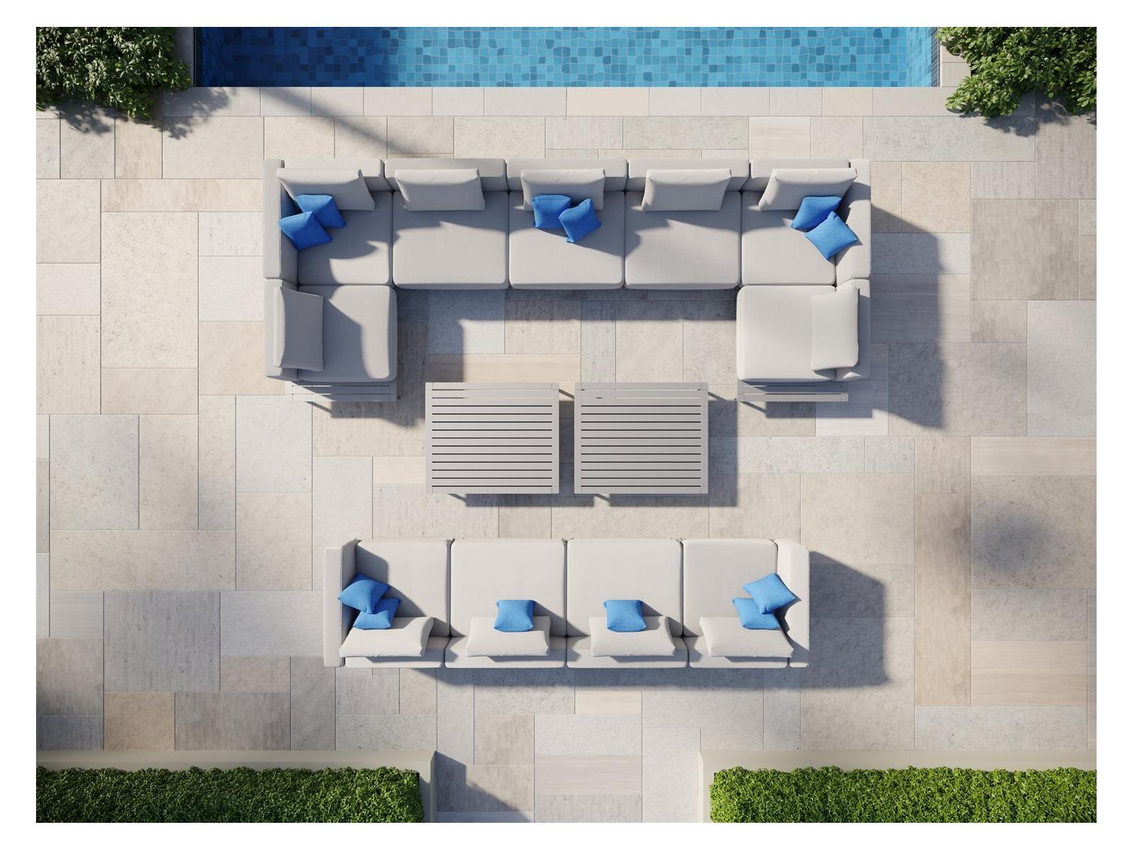 Tropitone Platform Cushion Aluminum Sectional Lounge Set