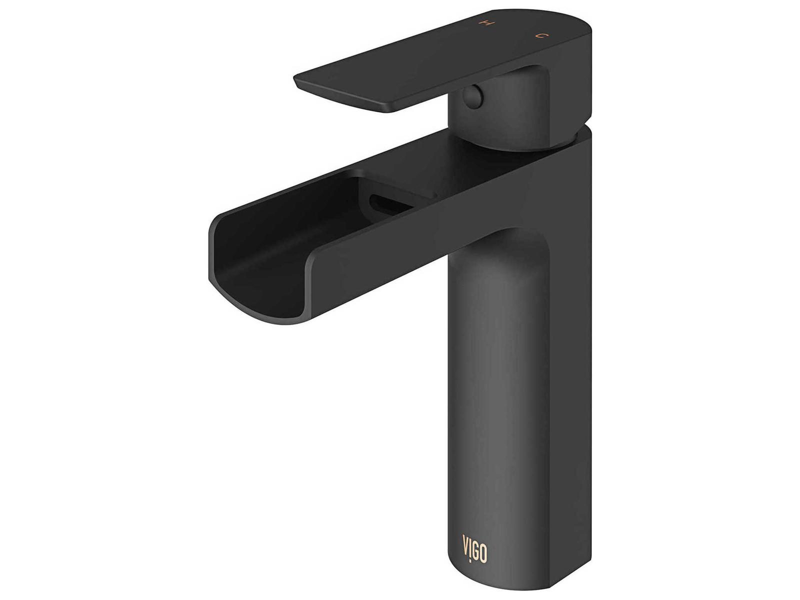 Vigo Ileana Matte Black 1-Handle Waterfall Vessel Bathroom Faucet