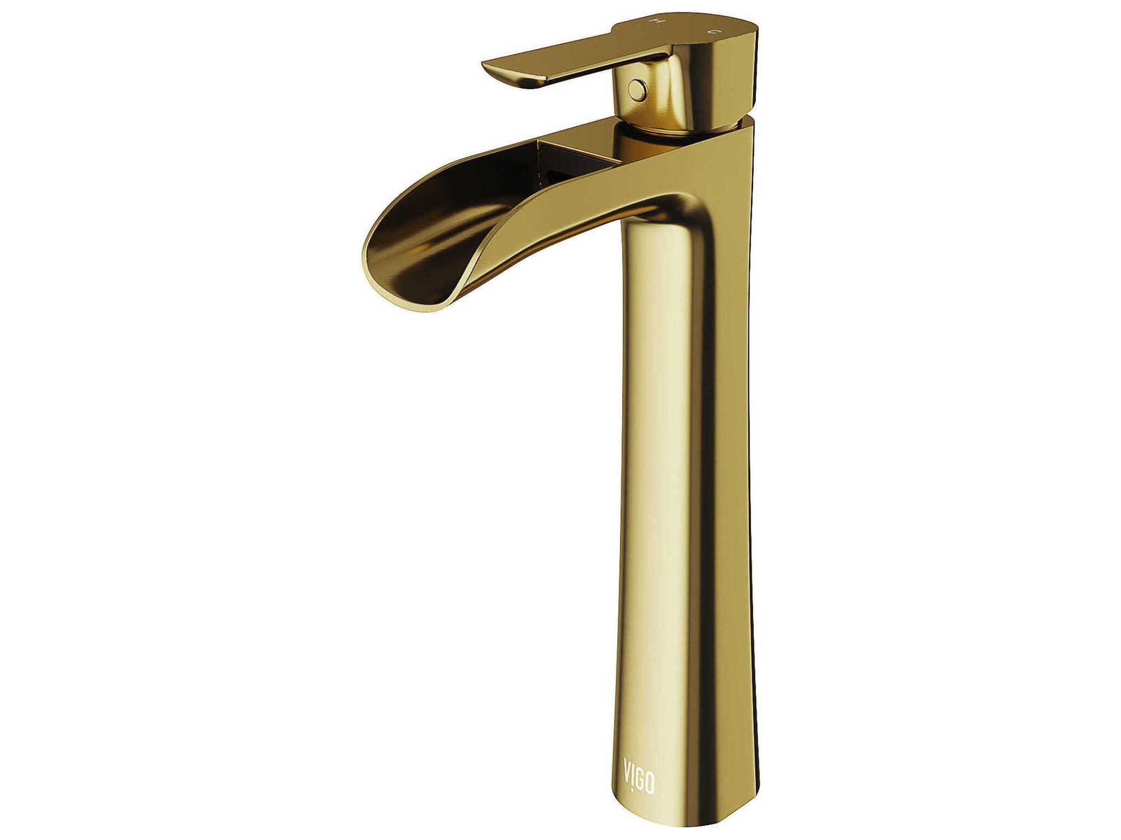 Vigo Niko Matte Brushed Gold Vessel Bathroom Faucet