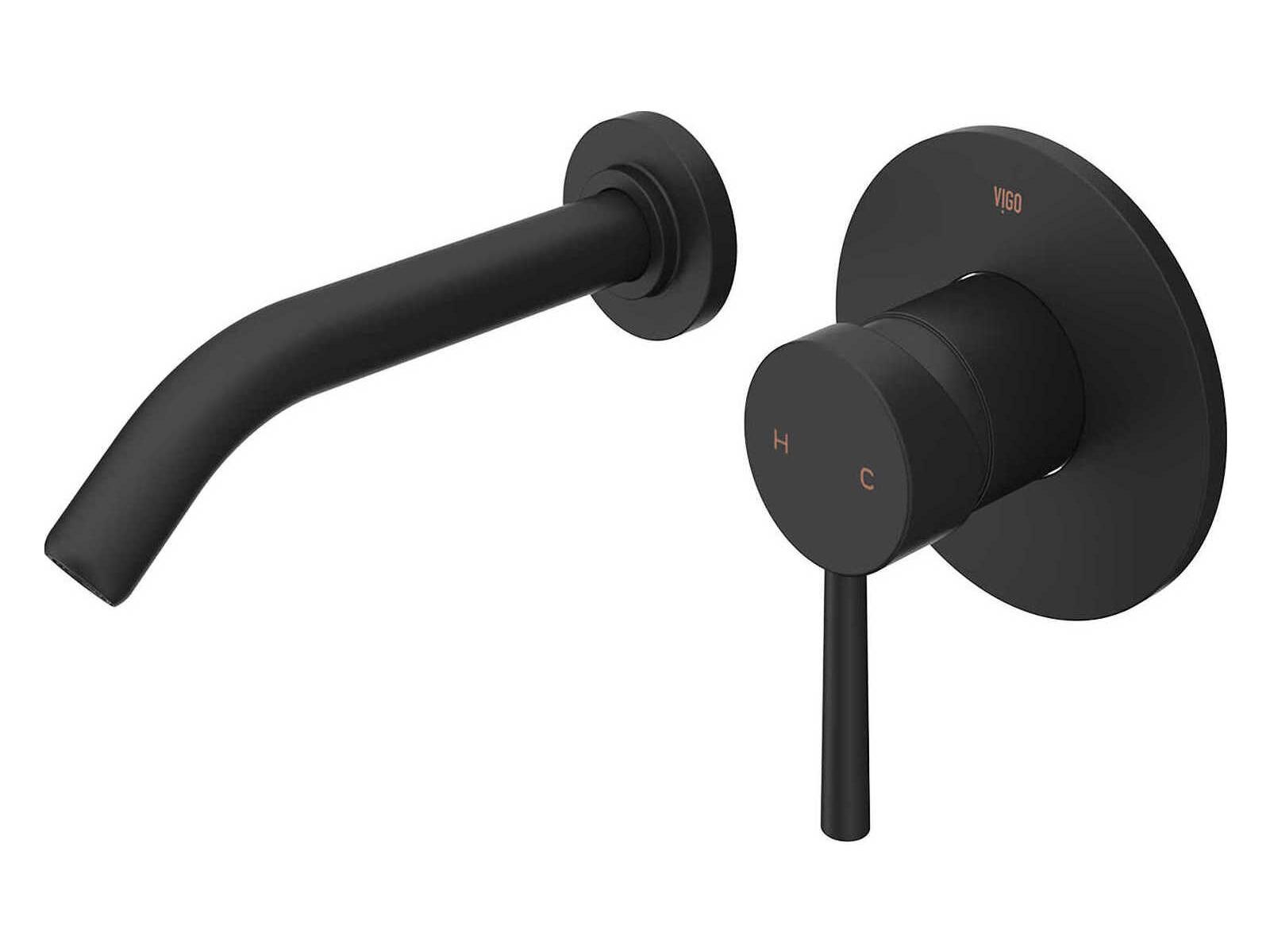 Vigo Olus Matte Black 1-Handle Wall-Mount Bathroom Faucet