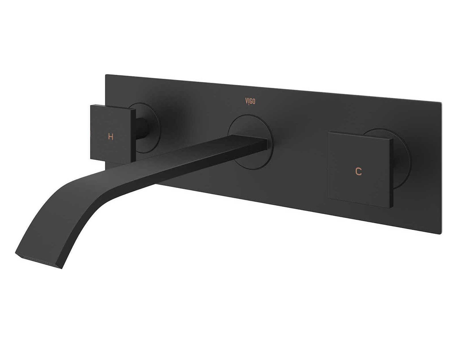 Vigo Titus Matte Black 2-Handle Wall-Mount Bathroom Faucet