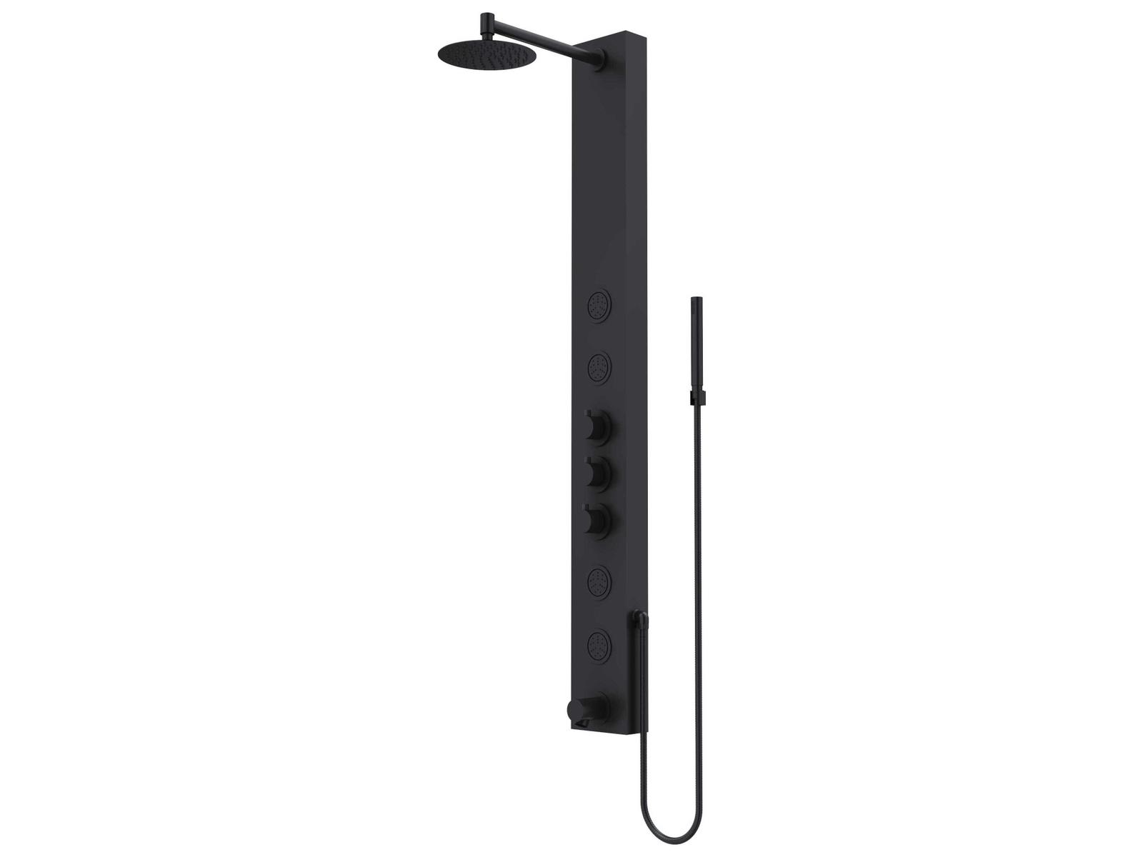 Vigo Bowery 4-Jet Shower Panel System with Round Head, Tub Filler and Hand Shower Wand