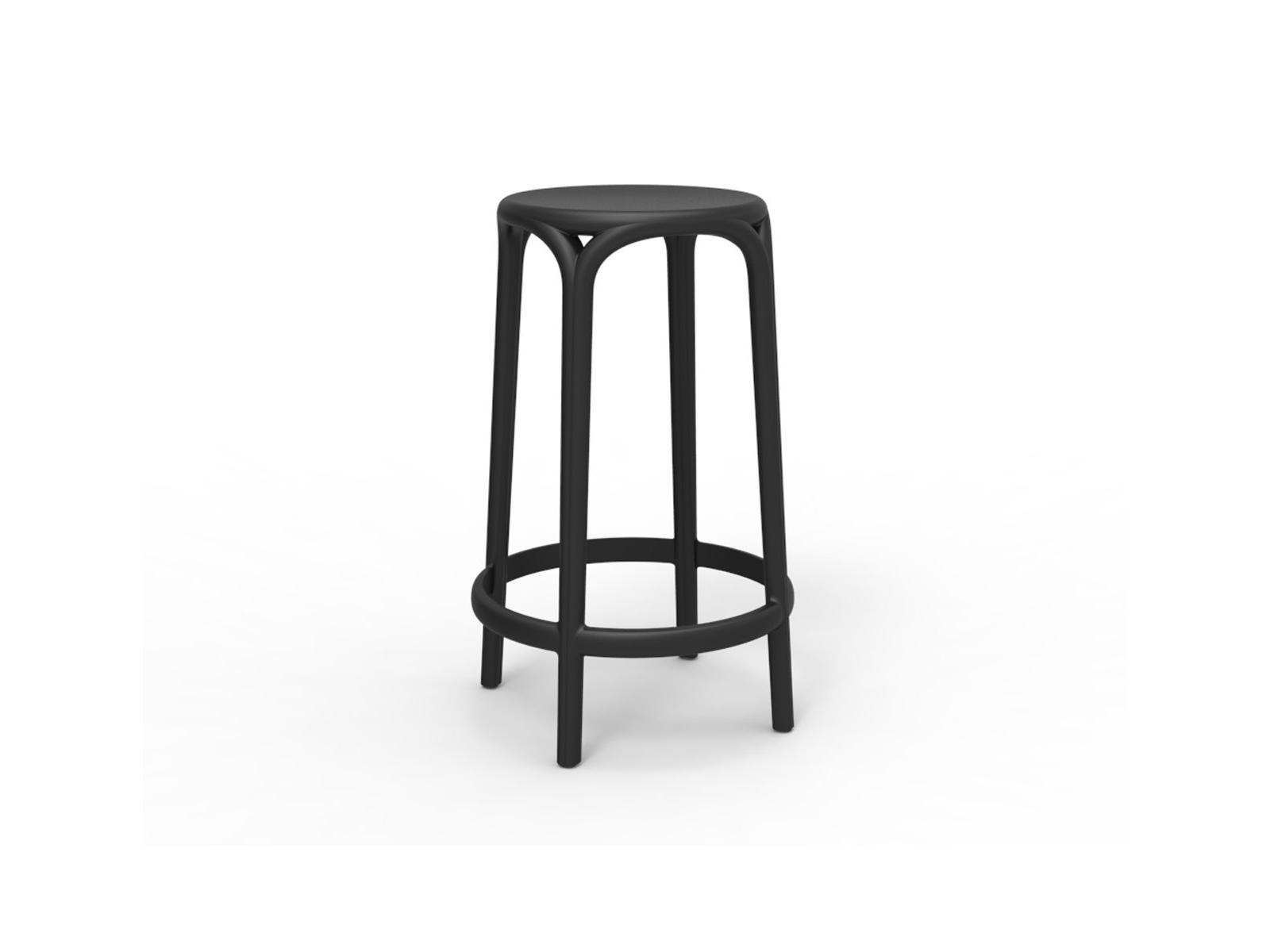 Vondom Outdoor Brooklyn Black Matte Resin Counter Stool Set of 4