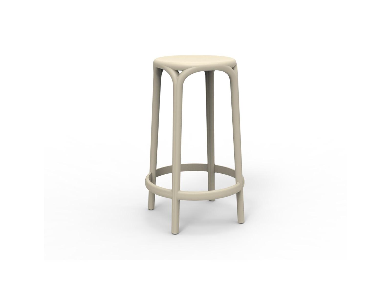Vondom Outdoor Brooklyn Ecru Matte Resin Counter Stool Set of 4