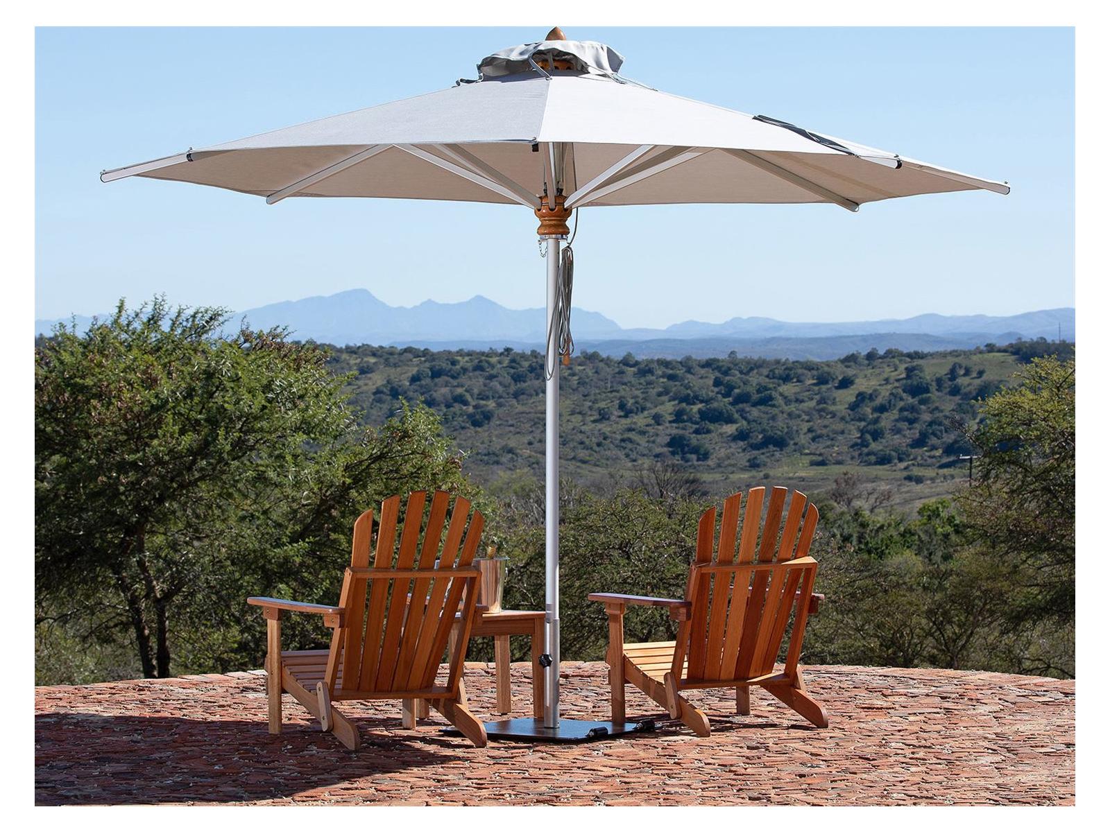 Woodline Shade Solutions Bravura Aluminum 11.5 Foot Octagon Pulley Lift Patio Umbrella