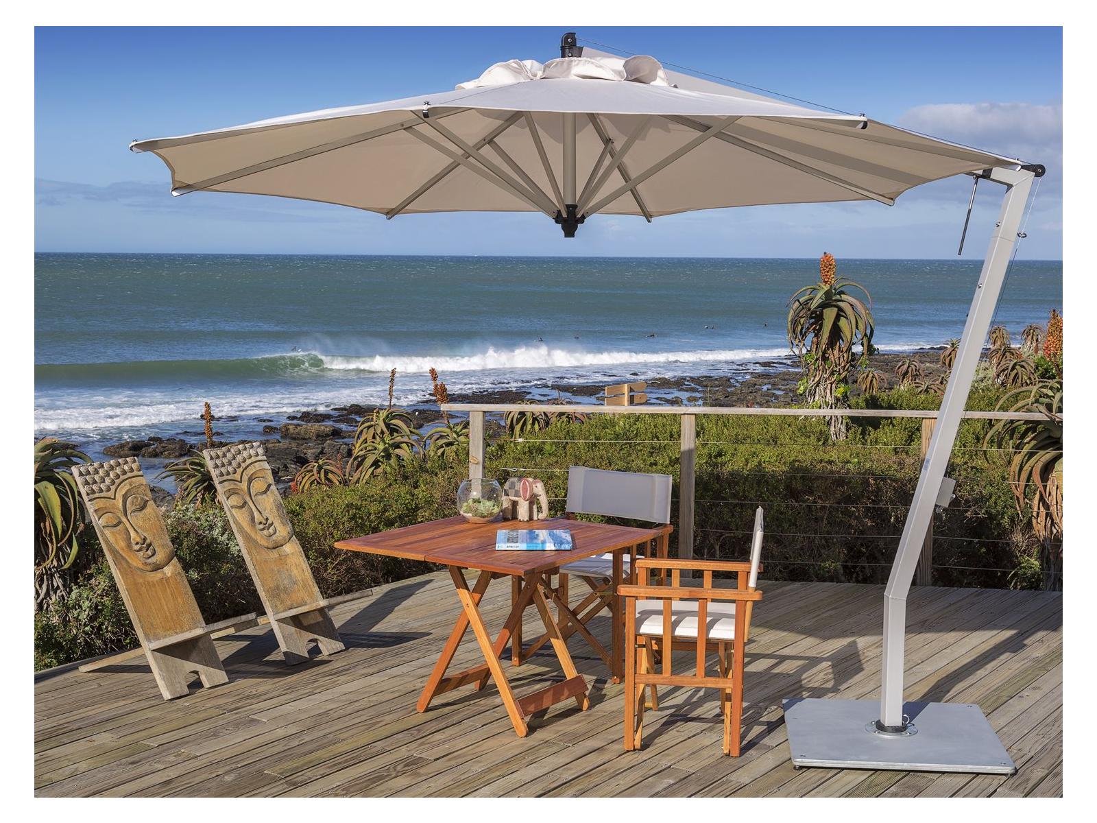 Woodline Shade Solutions Picollo Aluminum Cantilever 10.5 Foot Octagon Crank Lift Outdoor Patio Umbrella
