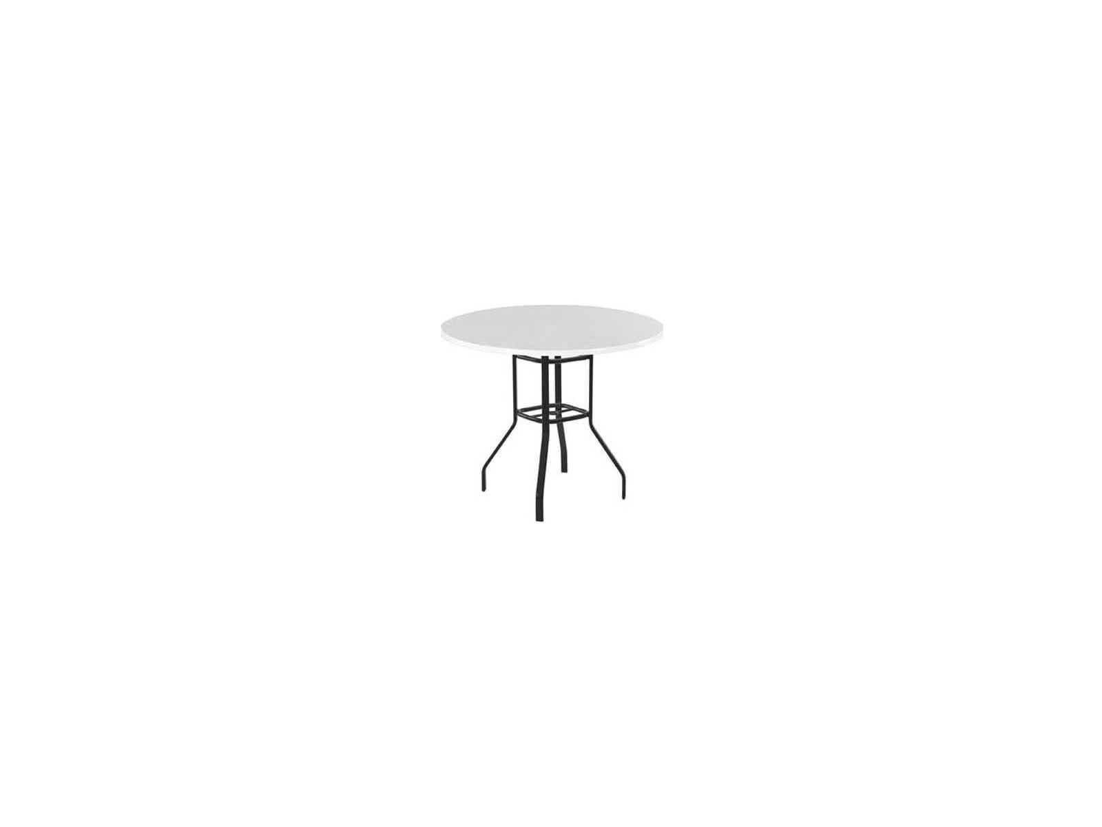 Windward Design Group Fiberglass Top Aluminum Round Patio Bar Table with Umbrella Hole