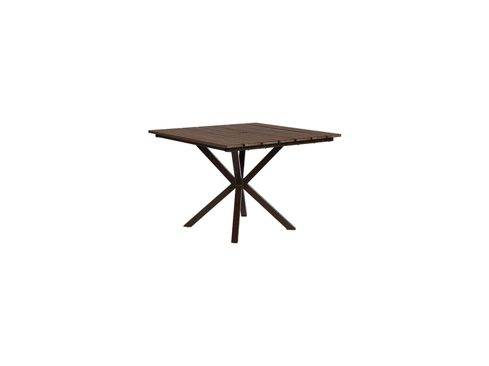 Windward Design Group Tahoe Plank Aluminum Rectangular Outdoor Counter Table with Umbrella Hole