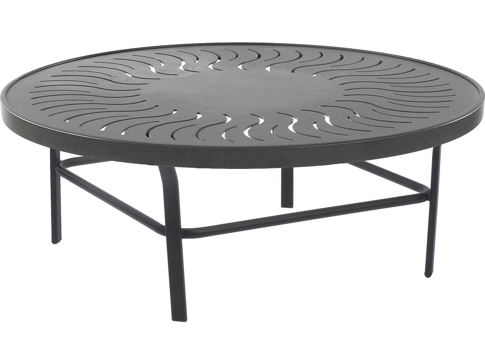 Windward Design Group Sunburst Punched Aluminum Aluminum Round Patio Conversation Table