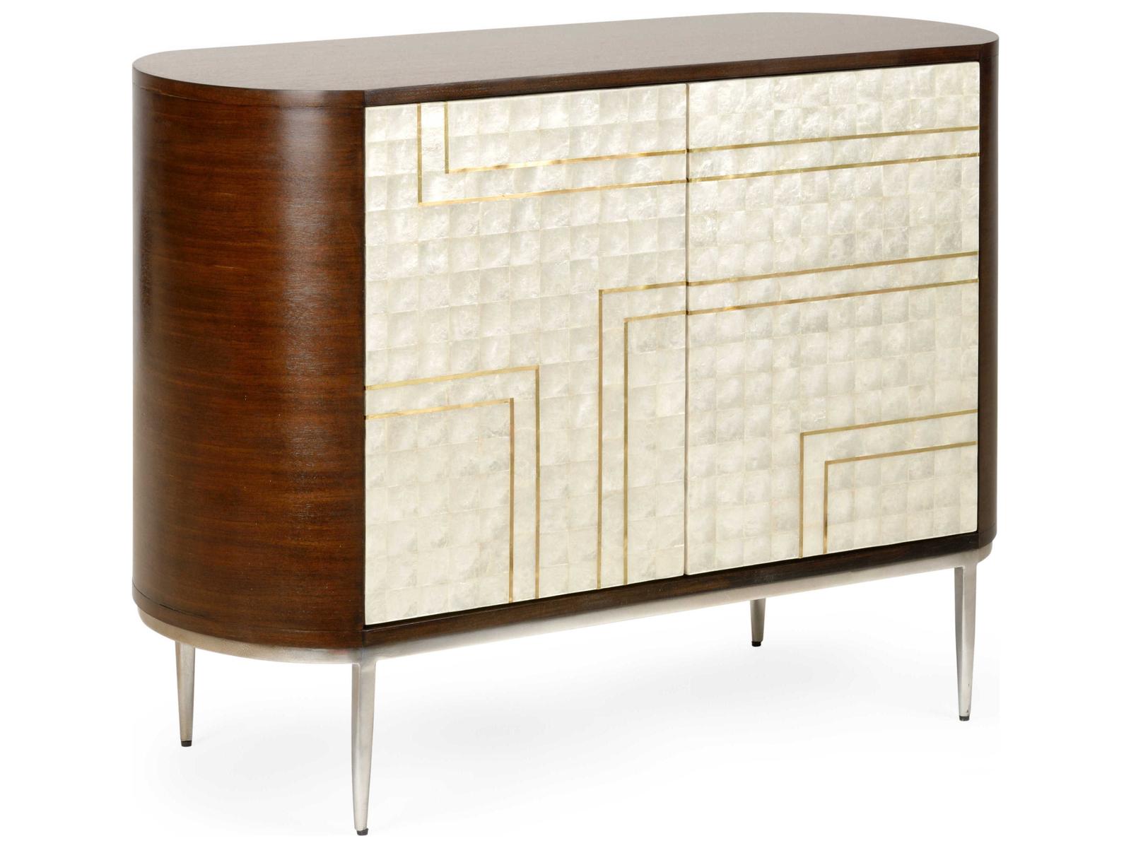 Wildwood Shelldon Brown Mahogany Wood White Capiz Bar Cabinet