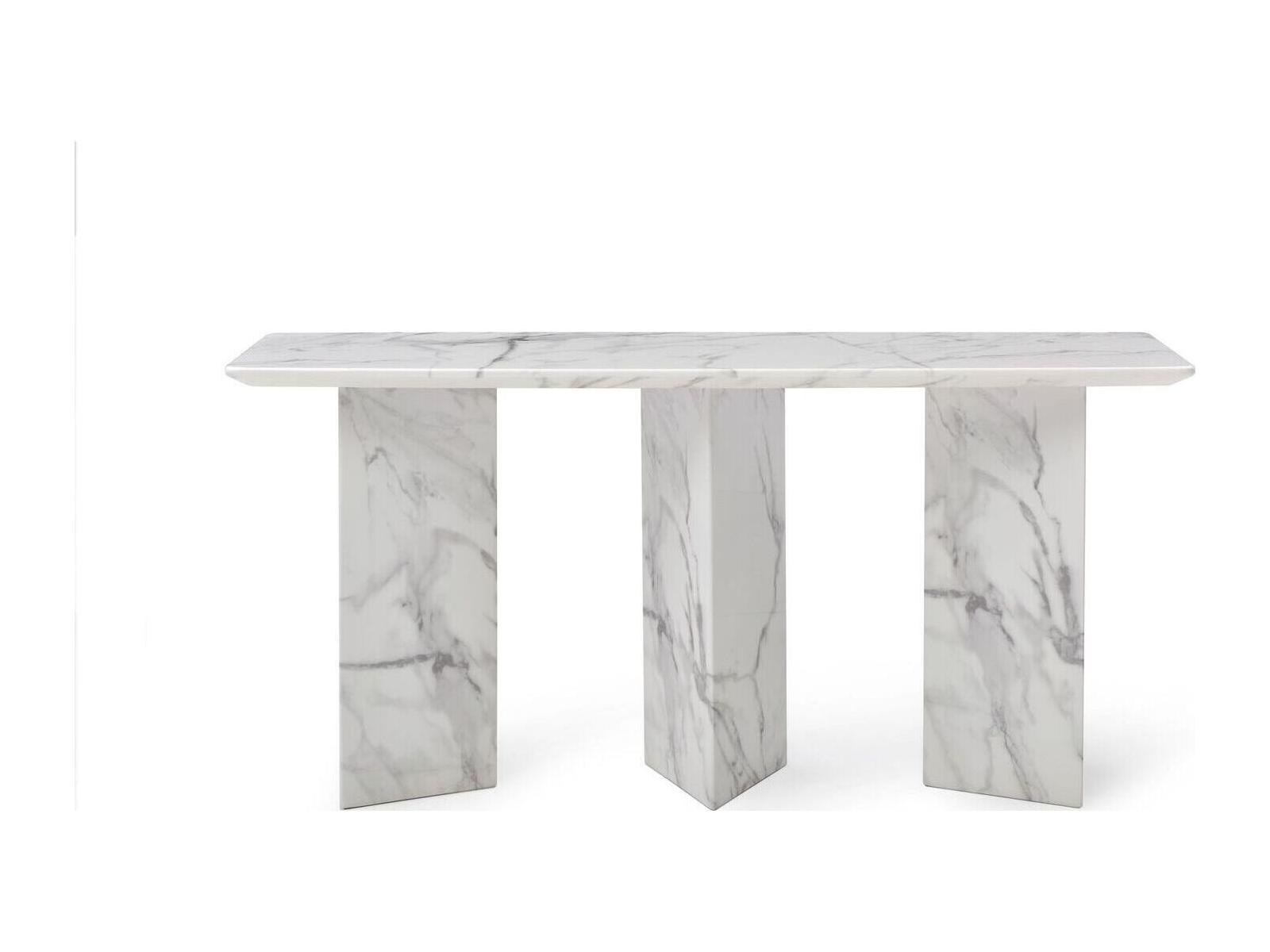 Whiteline Modern Living Selva Rectangular Marble Console Table