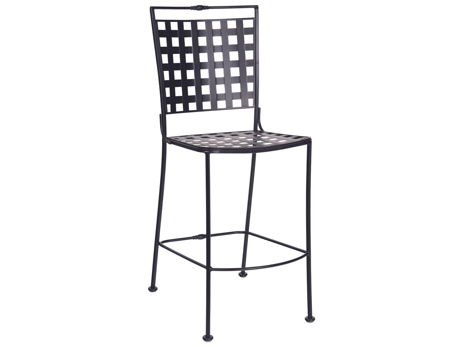 Woodard Sheffield Wrought Iron Patio Bar Stool with Cushion