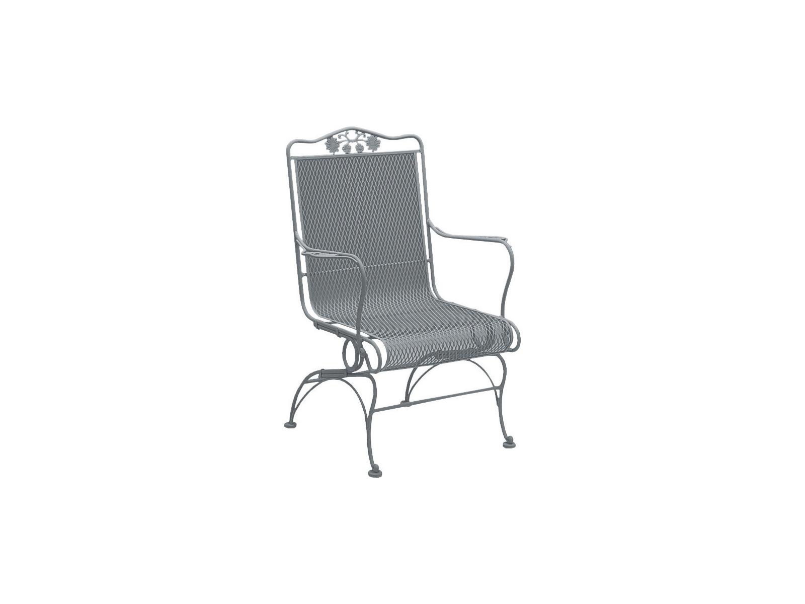 Woodard Briarwood Wrought Iron High Back Coil Spring Outdoor Lounge Chair