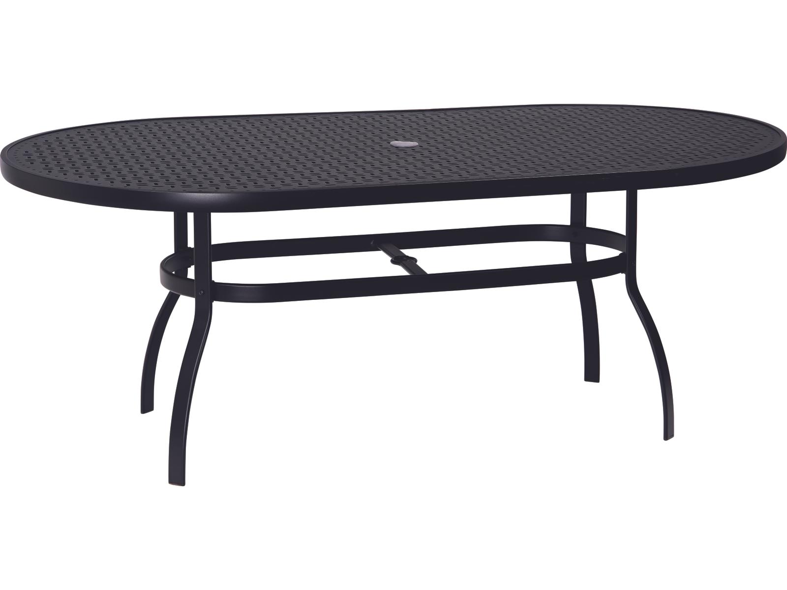 Woodard Aluminum Deluxe Oval Lattice Top Table with Umbrella Hole