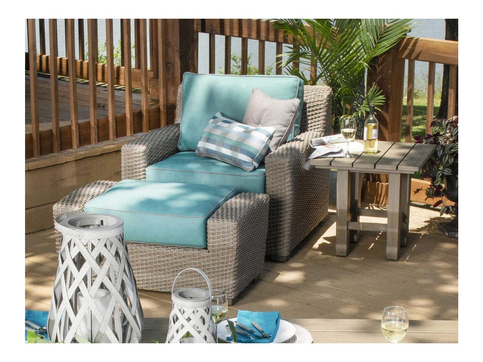 Woodard Whitecraft Augusta Wicker Aged Teak Patio Lounge Set